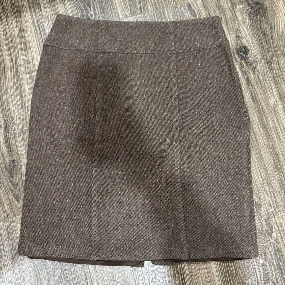 Banana Republic Petites Women's Size 6 Stretch 88% Wool Blend Brown Knit Skirt